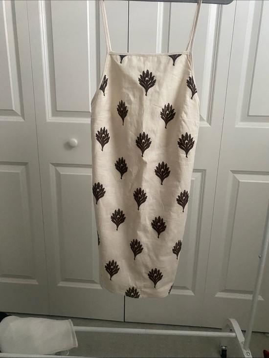 Abercrombie & Fitch Dresses & Skirts - Abercrombie & Fitch Cream Linen-Blend Midi Dress with Brown Botanical Print